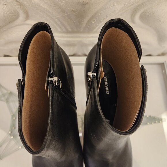 Nine West Women's Izip Leather Peep Toe Booties, Black Size 11. NIB. - Picture 5 of 14
